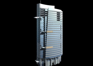 现代风格高层办公楼建筑设计3dmax模型