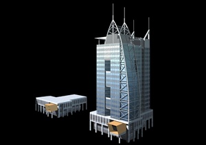 某现代高层办公楼建筑设计3dmax模型