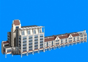 现代风格多层商业办公建筑设计3dmax模型