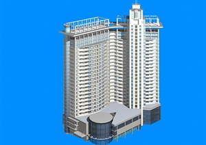 现代风格高层酒店、办公建筑设计3dmax模型