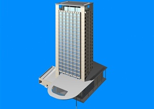 一栋高层酒店、办公楼建筑设计3dmax模型