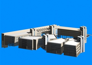 现代办公区整体办公楼建筑设计3dmax模型