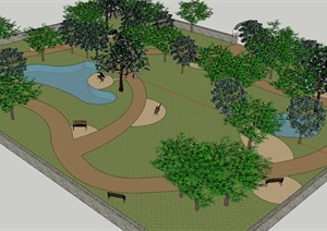 园林小游园景观设计SU(草图大师)模型