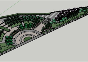 现代风格街心公园景观设计SU(草图大师)模型
