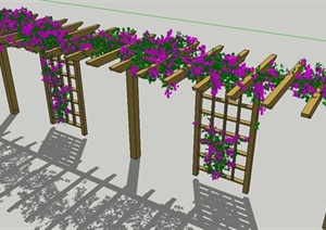 园林景观现代木制花架SU(草图大师)模型