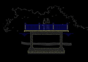 某古典中式景观桥 湖心平台设计CAD图