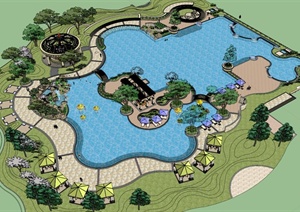 某欧式风格休闲公园景观设计SU(草图大师)模型