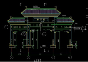 某古典中式牌楼建筑设计CAD施工图