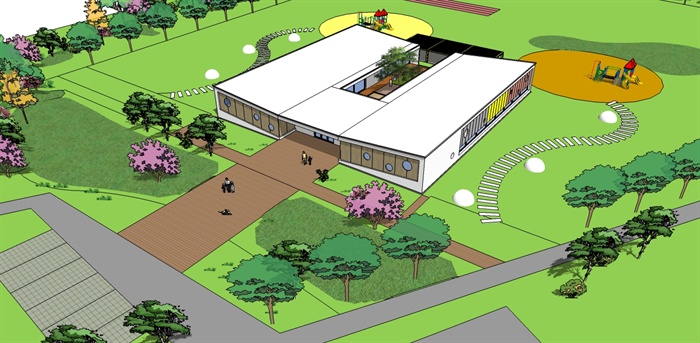 某黄色大象幼儿园景观设计SU模型1