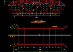 某三孔拱桥设计CAD施工图