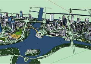 某城市中心区景观规划设计SU(草图大师)模型