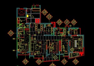 某三室一厅住宅空间造型设计CAD施工图