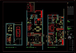 某售楼处三层样板房室内设计CAD施工图