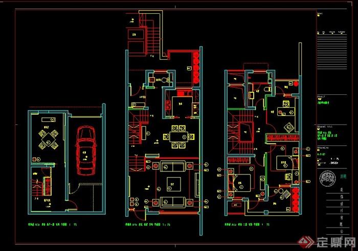 某售楼处三层样板房室内设计CAD施工图(1)