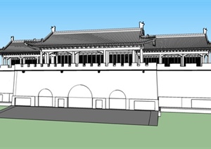 中式古建城门设计（含SU(草图大师)、cad）