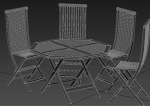 现代风格木制桌椅组合3dmax模型