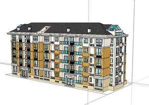 4款多层住宅楼建筑设计SU(草图大师)模型