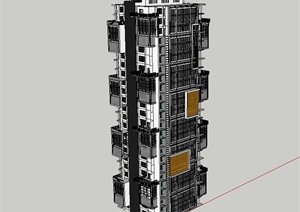 5款现代风格高层住宅楼建筑设计SU(草图大师)模型