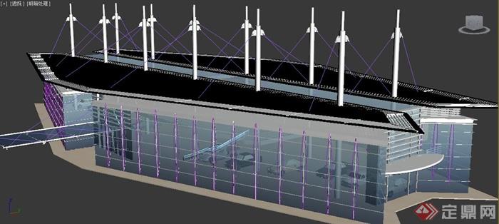 现代风格汽车专卖店建筑设计3dmax模型(2)