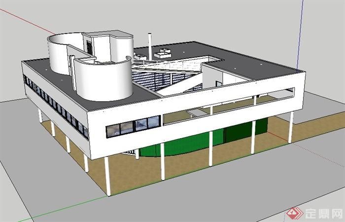 某萨伏伊别墅建筑设计方案（含CAD+SU+PDD）(2)