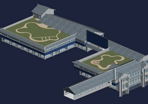 现代中式多层办公建筑设计3dmax模型