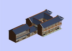 古典中式风格两层临街商铺古建筑设计3dmax模型