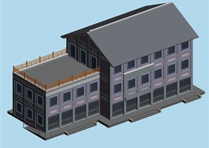 某三层带露台商业楼建筑设计MAX模型