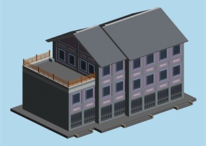 现代中式风格多层住宅古建筑设计3dmax模型