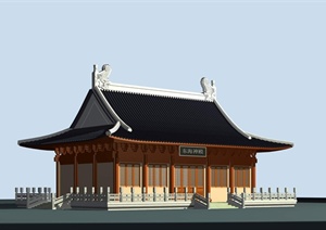 某单层寺庙古建筑设计MAX模型