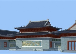 现代中式风格古建筑设计3dmax模型