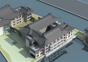 古典中式风格滨河旅游建筑设计3dmax模型