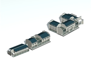 三栋中式商业楼建筑设计3DMAX模型
