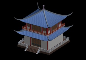 某两层古典中式塔楼设计3DMAX模型