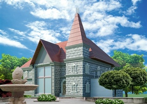 英式风格别墅建筑设计3dmax模型
