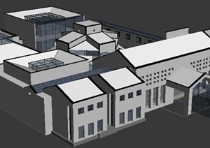 现代中式风格办公区办公建筑设计3dmax模型