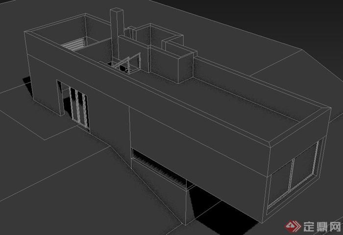 某单层带屋顶露台住宅建筑设计MAX模型(2)