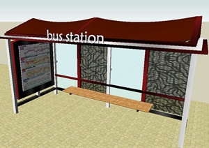 现代风格公交站台设计SU(草图大师)模型