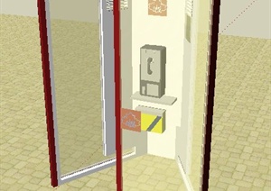 现代风格简约公用电话亭设计SU(草图大师)模型