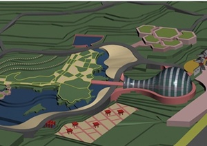 某现代中式风格旅游小镇规划景观设计3DMAX模型