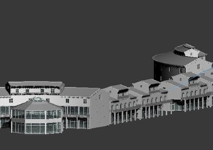 中式风格沿街商业建筑设计3dmax模型