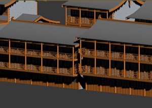 多栋古典中式民居住宅楼建筑设计3dmax模型