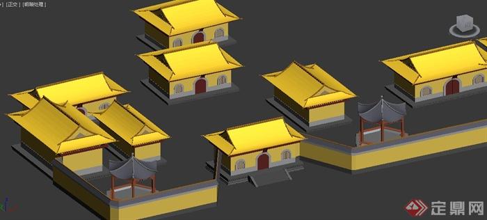 多栋中式风格单层古建筑设计3dmax模型(2)