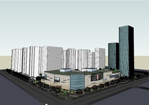 某城市多层商业建筑设计SU(草图大师)模型