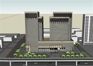 某L型商业办公楼建筑设计SU(草图大师)模型