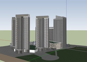某现代购物广场住宅建筑设计SU(草图大师)模型