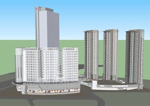 某滨河时代广场 商业建筑设计SU(草图大师)模型