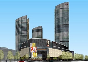 广州某现代风格商业综合体建筑设计SU(草图大师)模型