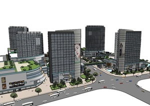 某现代城市中心商业建筑设计SU(草图大师)模型