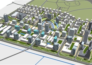 某城市城区规划综合建筑设计SU(草图大师)模型