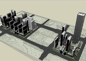 某CBD中央商务区建筑规划设计SU(草图大师)模型